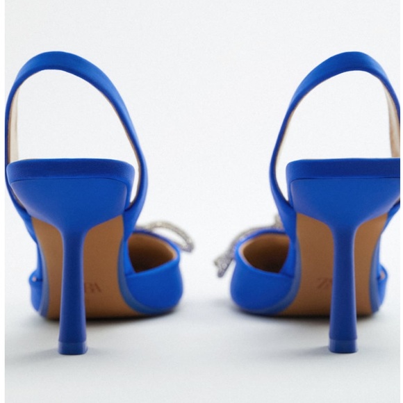 ZARA Slingback Heels With Bow Blue - Picture 4 of 5